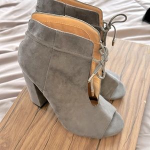 Grey bootie heels
